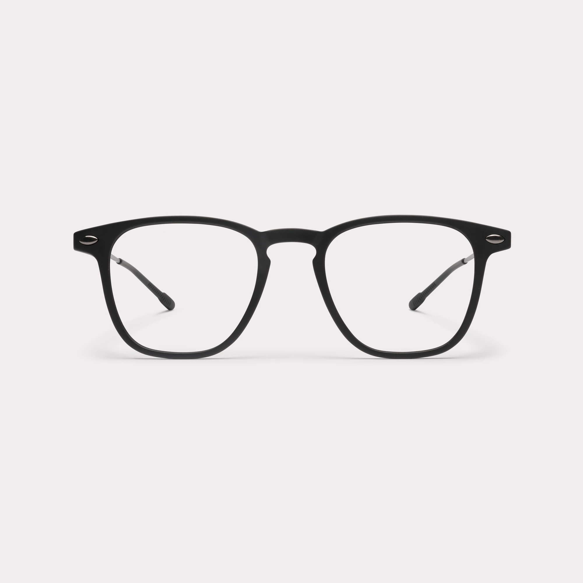A pair of Doni Black Blue light glasses seen from the front