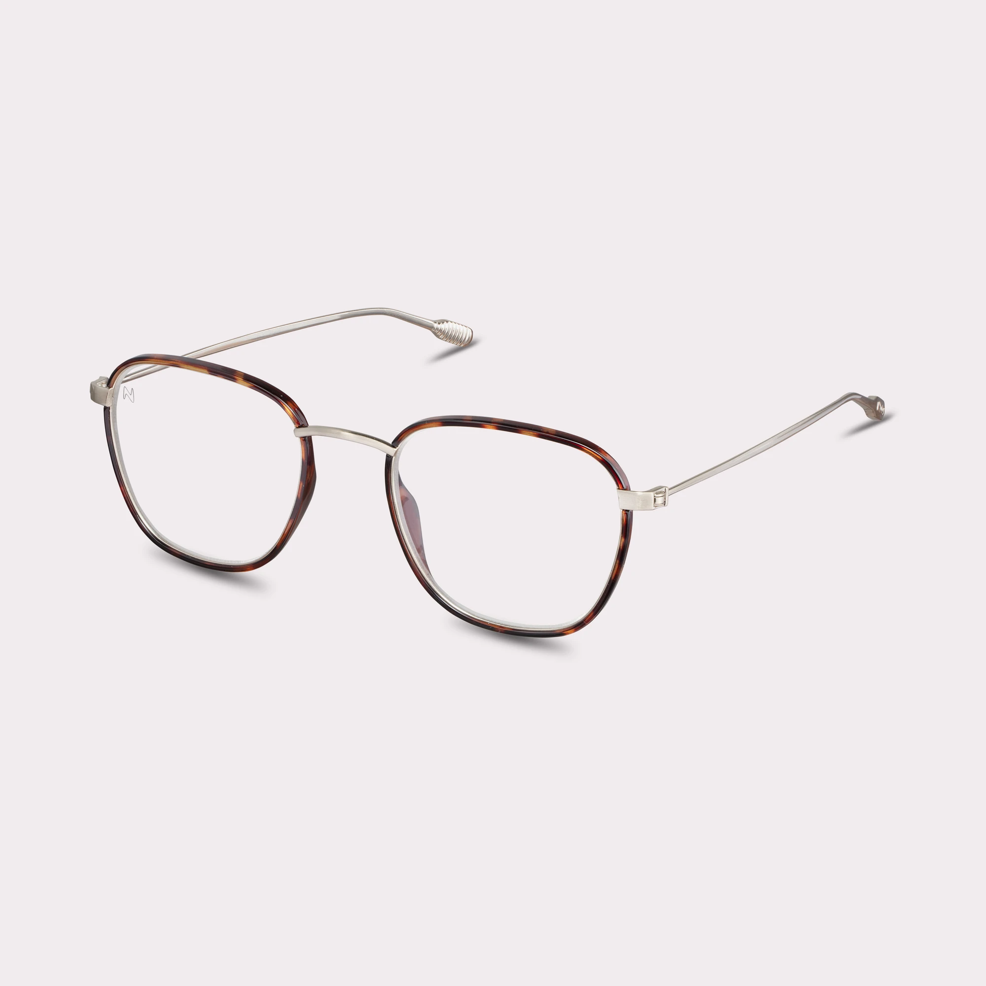 A pair of Hiro Tortoise Reading glasses  seen from the side