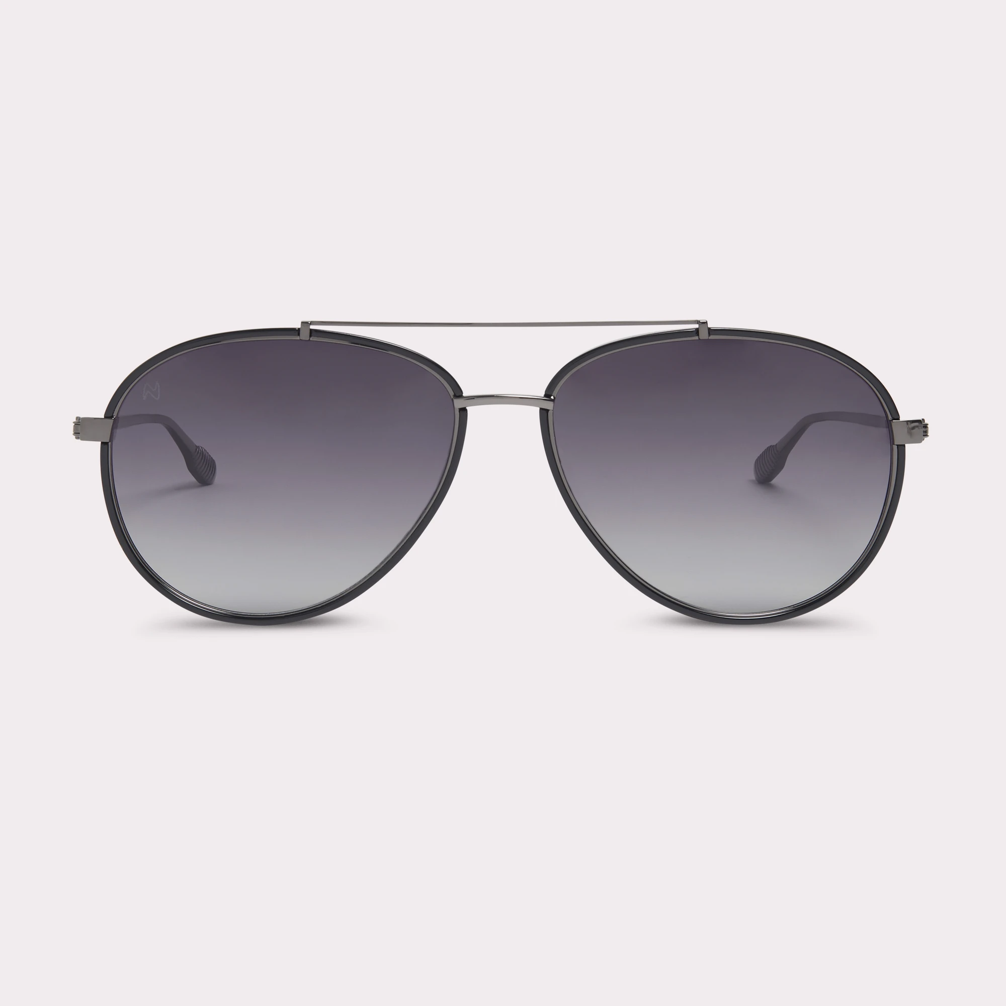 A pair of Jet Black Sunglasses seen from the front