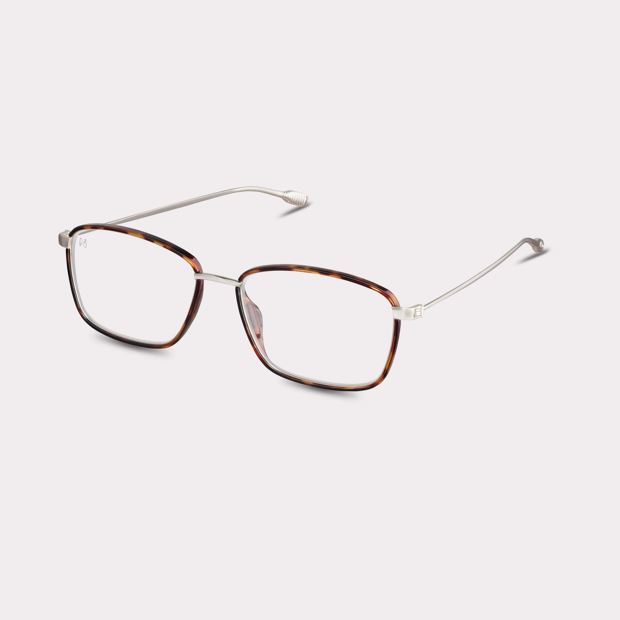 A pair of Faro Tortoise Reading glasses  seen from the side