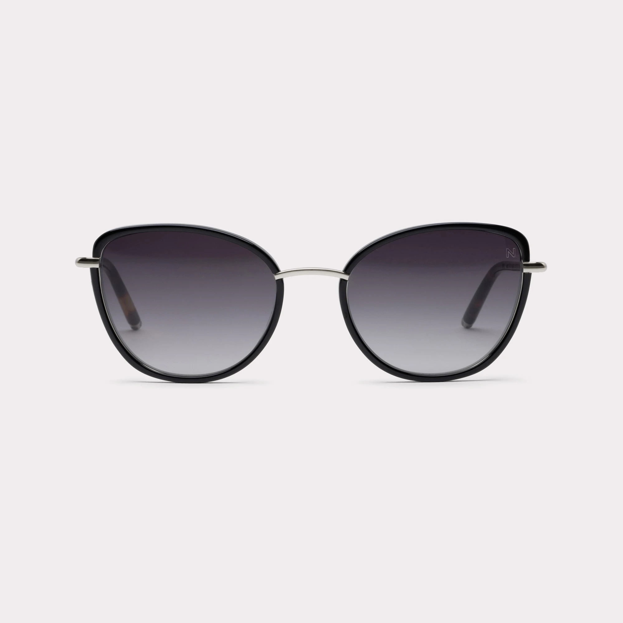 A pair of Indy Black Sunglasses seen from the front
