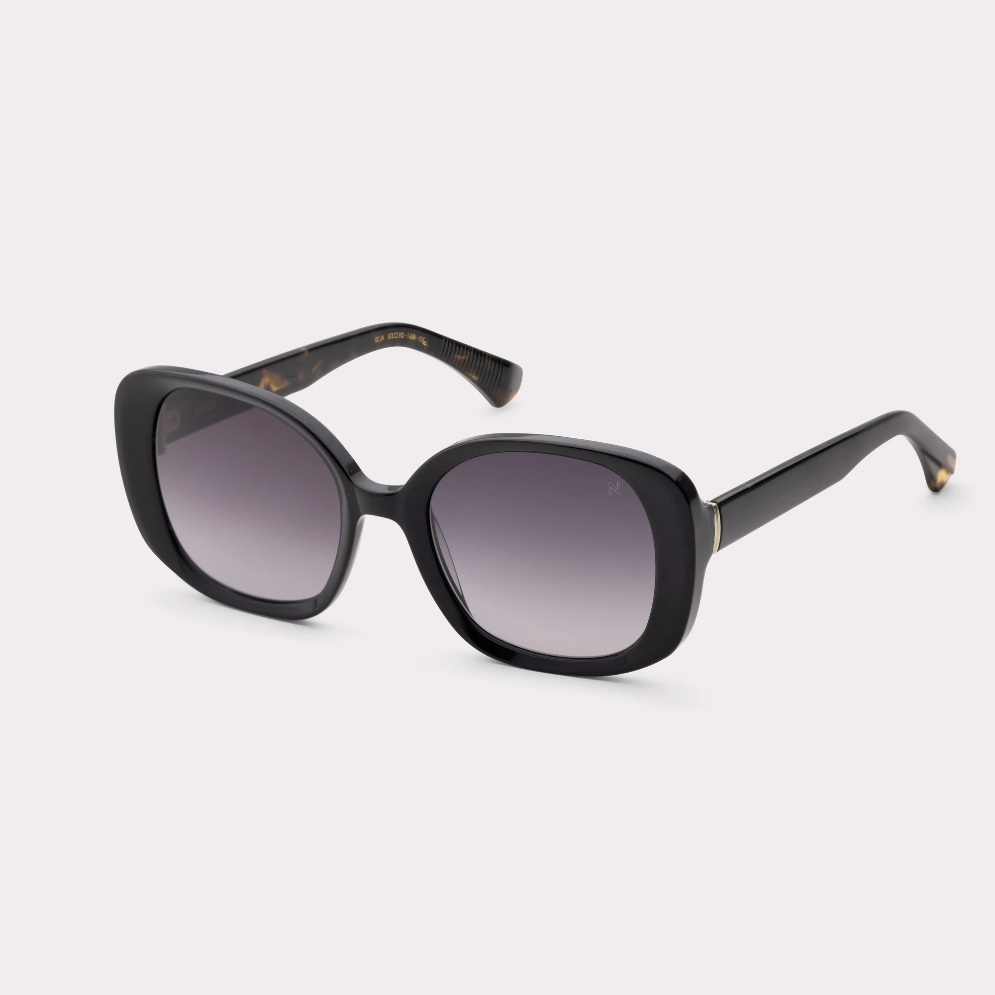 A pair of Joy Black Sunglasses  seen from the side