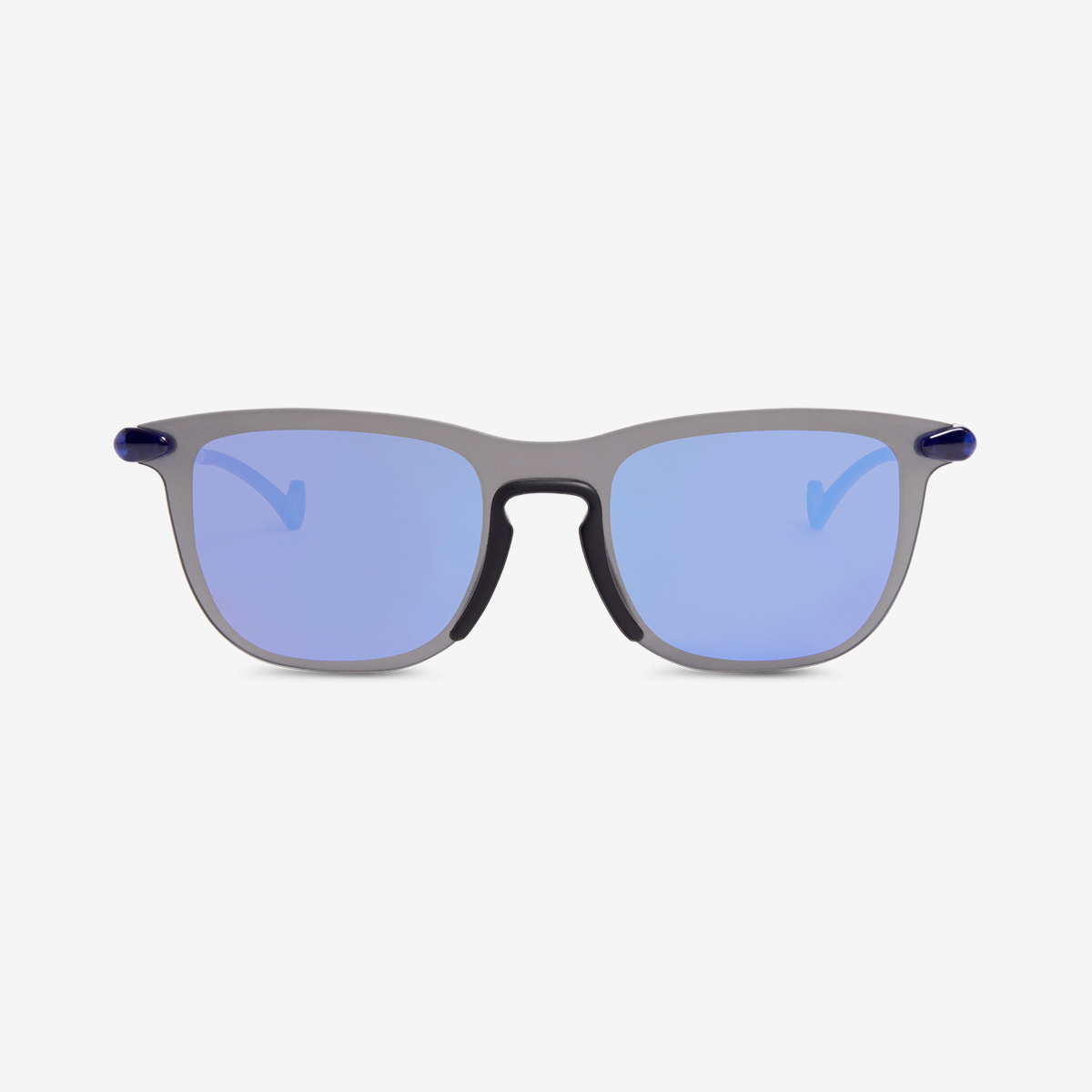 A pair of Essential Sport Rectangular Navy Sunglasses seen from the front