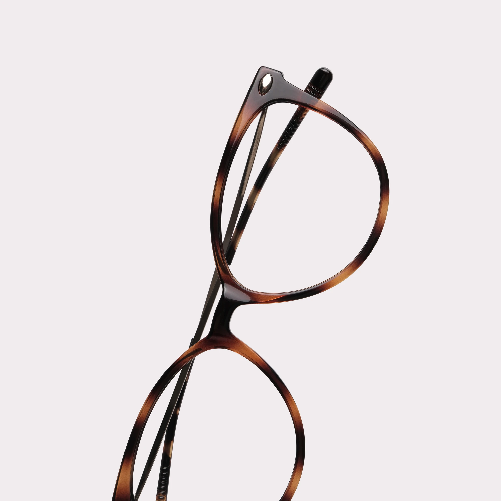 A pair of Ivy Tortoise Reading glasses anti-blue light in a macro view