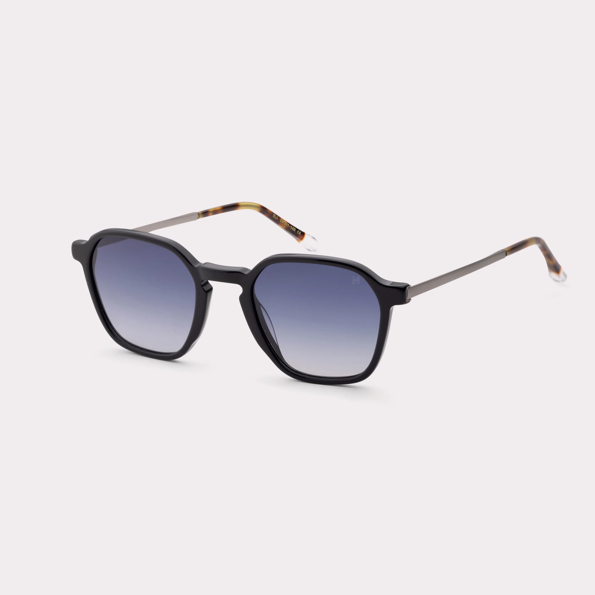 A pair of Aaron Black Sunglasses  seen from the side
