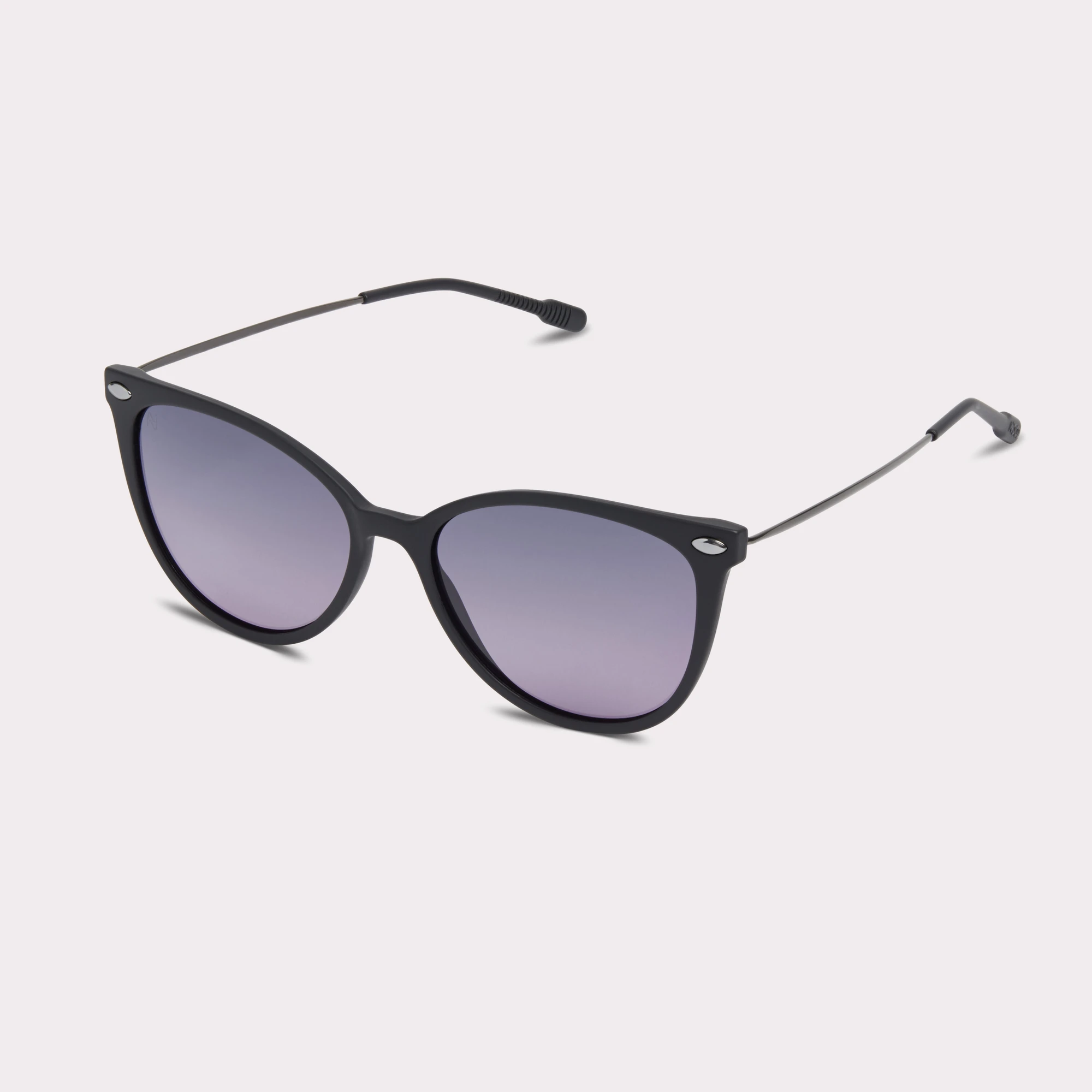 A pair of Ivy Black Sunglasses  seen from the side