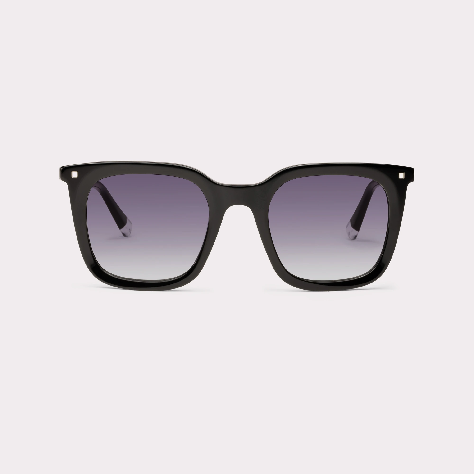 A pair of Candid Black Sunglasses seen from the front
