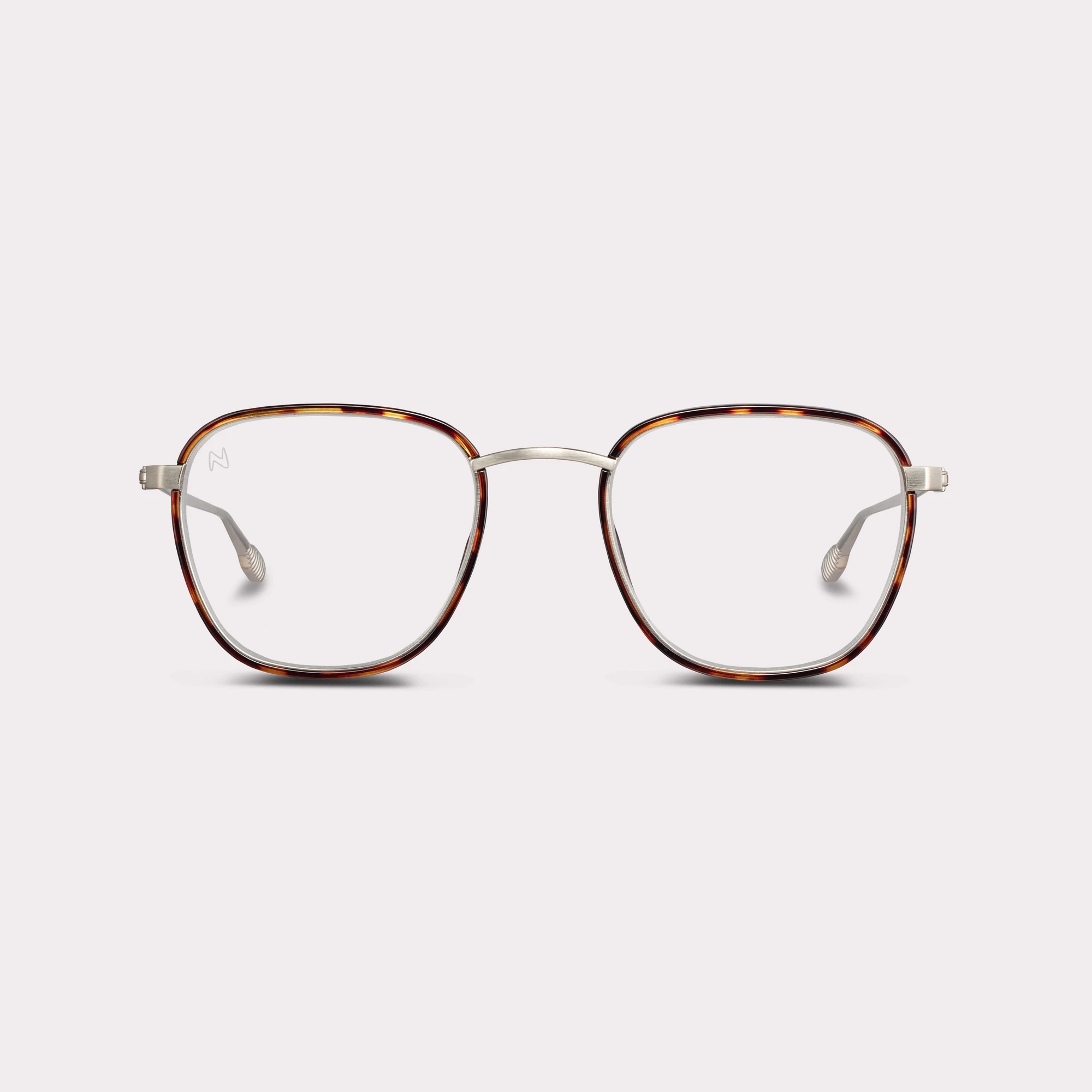 A pair of Hiro Tortoise Reading glasses seen from the front
