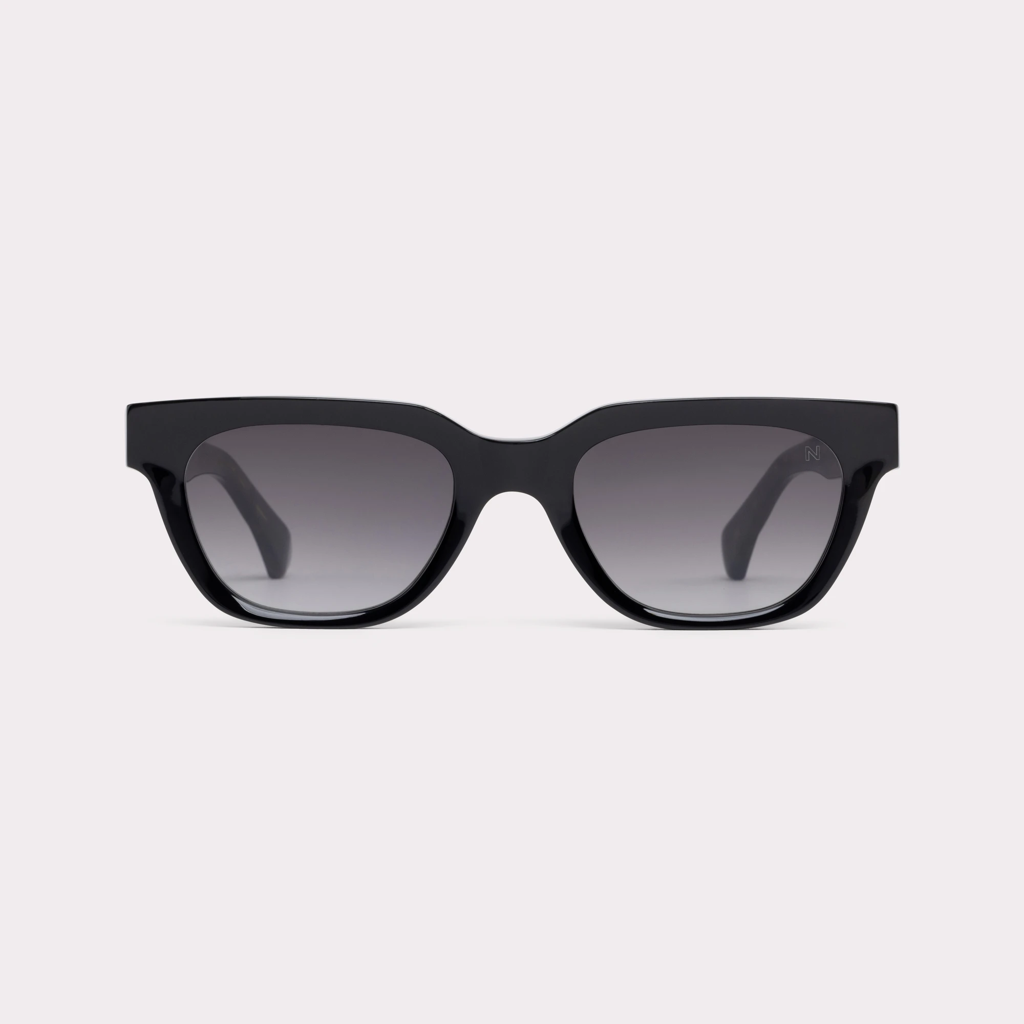 A pair of Eli Black Sunglasses seen from the front