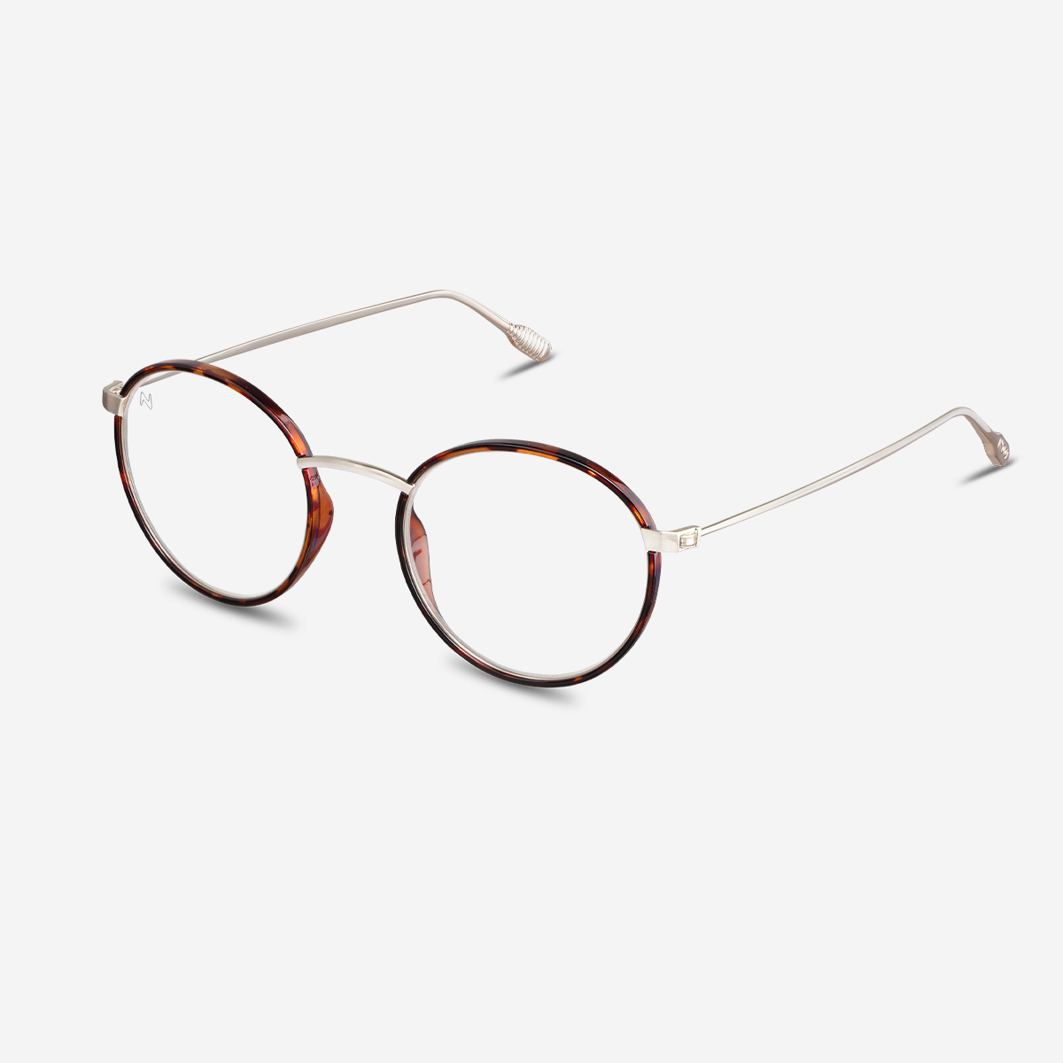 A pair of Ela Dark tortoise Blue light glasses  seen from the side
